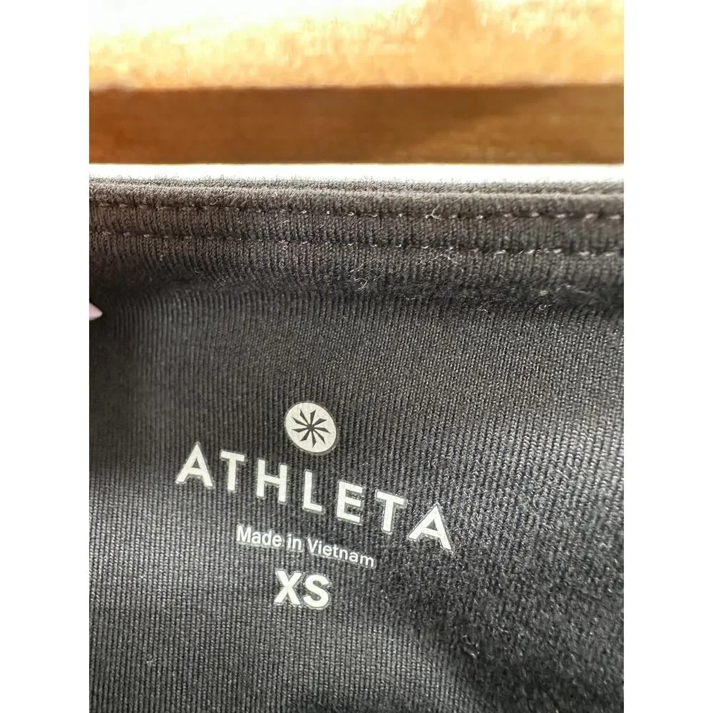 Athleta Womens‎ High Rise Gleam Tight Leggings Sz XS Black Faux Leather Ankle